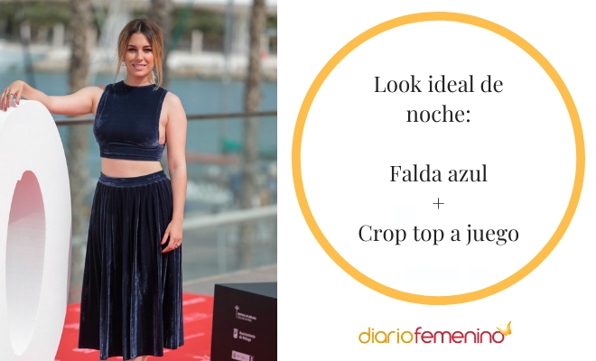 Tips para lucir una falda azul de noche